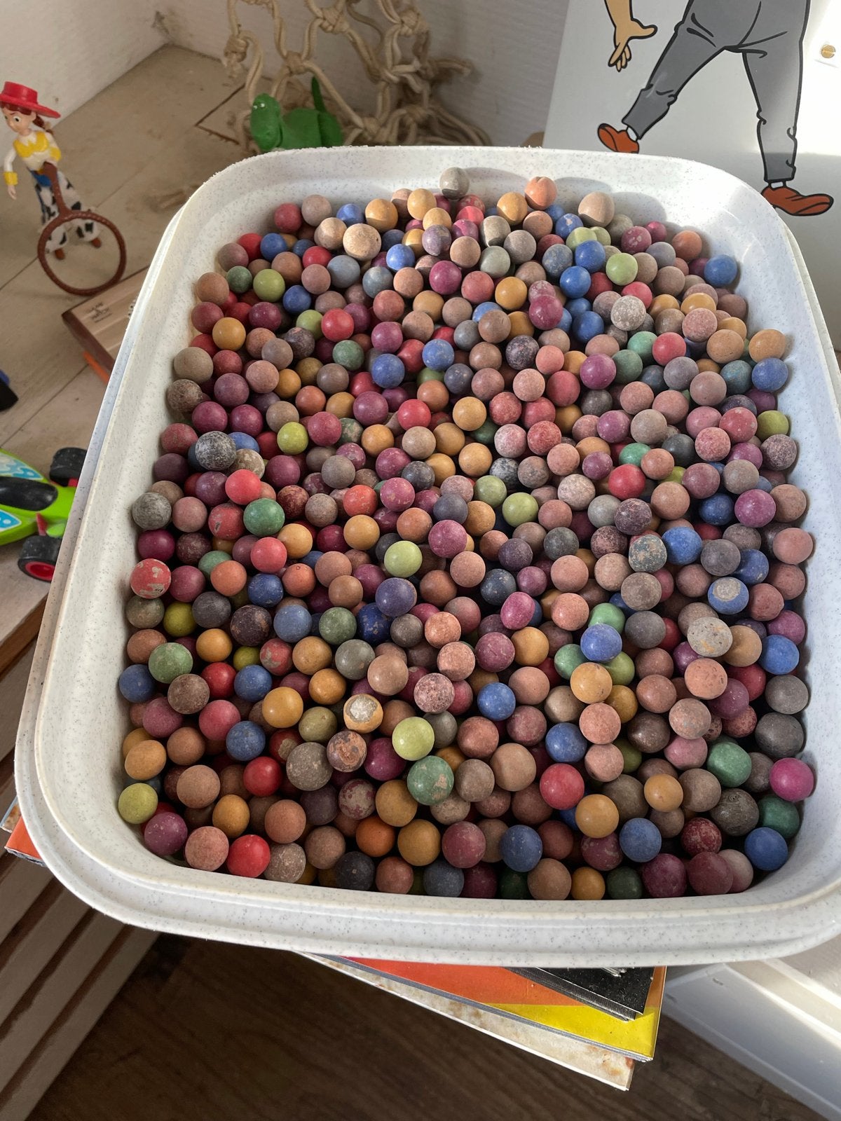Grote verzameling originele klei knikkers, Ophalen of Verzenden, Gebruikt
