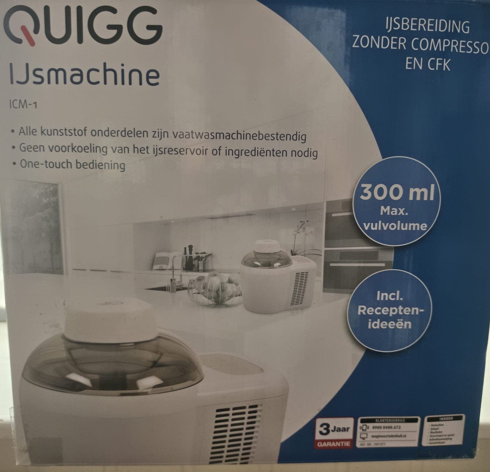 Quigg IJsmachine ICM-1 - Zelfvriezend voor heerlijk ijs, Ophalen of Verzenden, Zo goed als nieuw