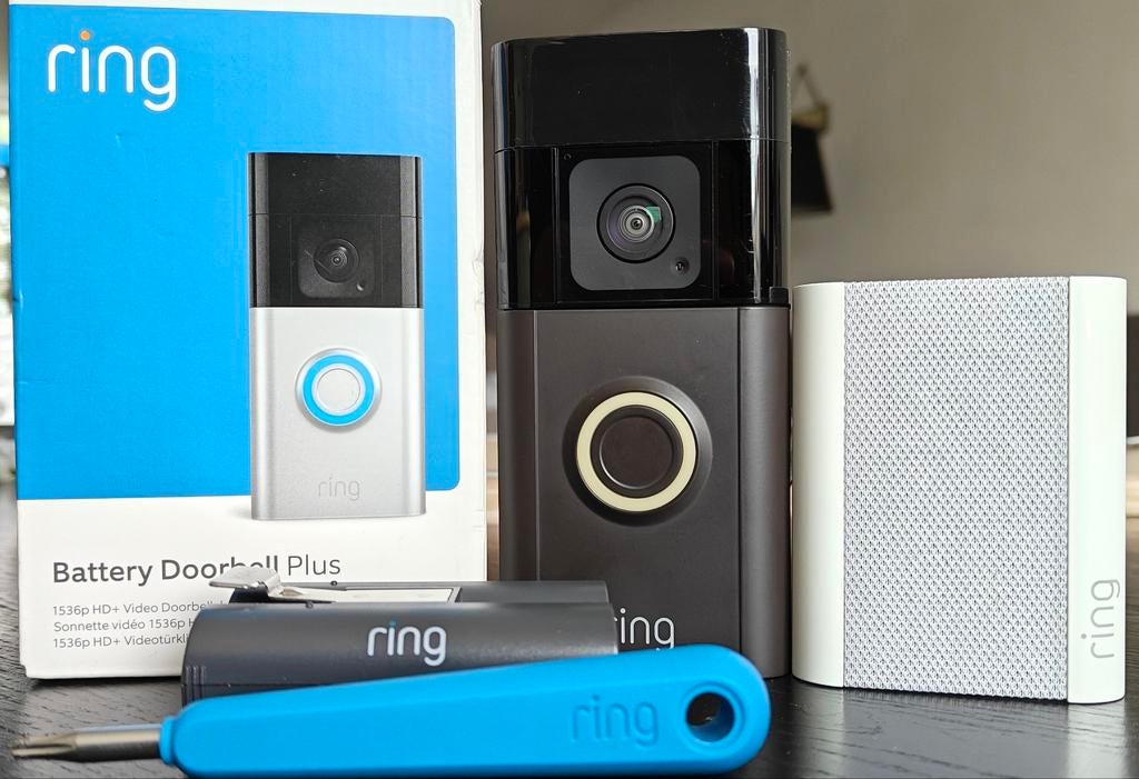Ring Battery Doorbell Plus inclusief Chime, Ophalen of Verzenden, Zo goed als nieuw, Bescherming, Overige merken