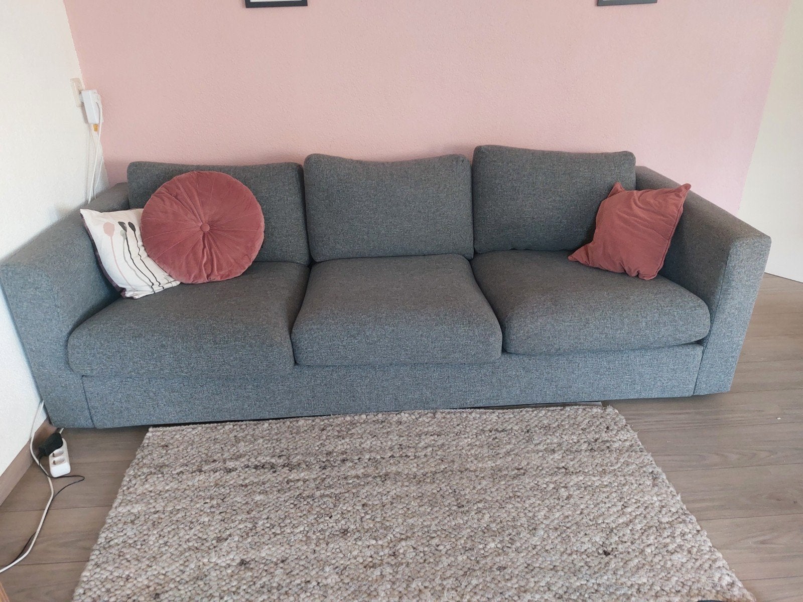Bank, antracietgrijs, Ophalen, Gebruikt, Driepersoons, 75 tot 100 cm