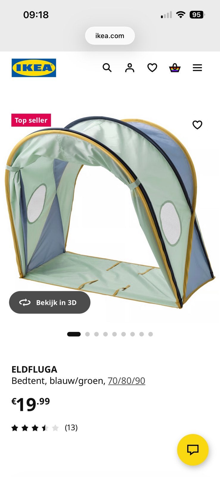 Ikea Kinder Bedtent ELDFLUGA zgan zie alle foto’s, Ophalen, Zo goed als nieuw