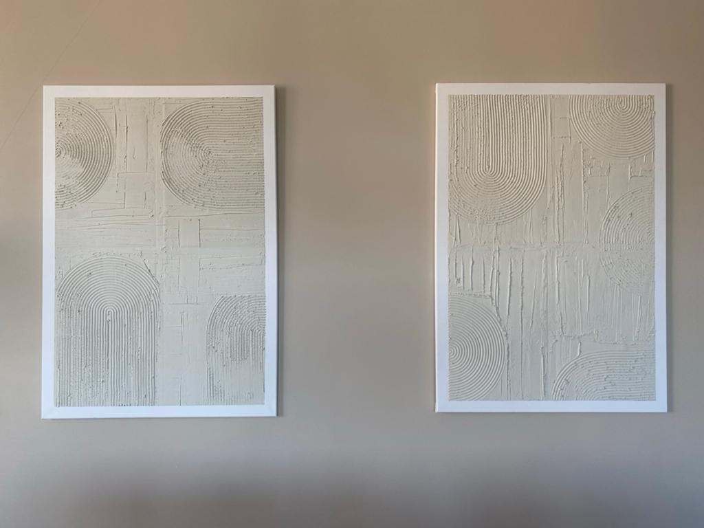 Schilderijen van 2 modern reliëf, Ophalen of Verzenden