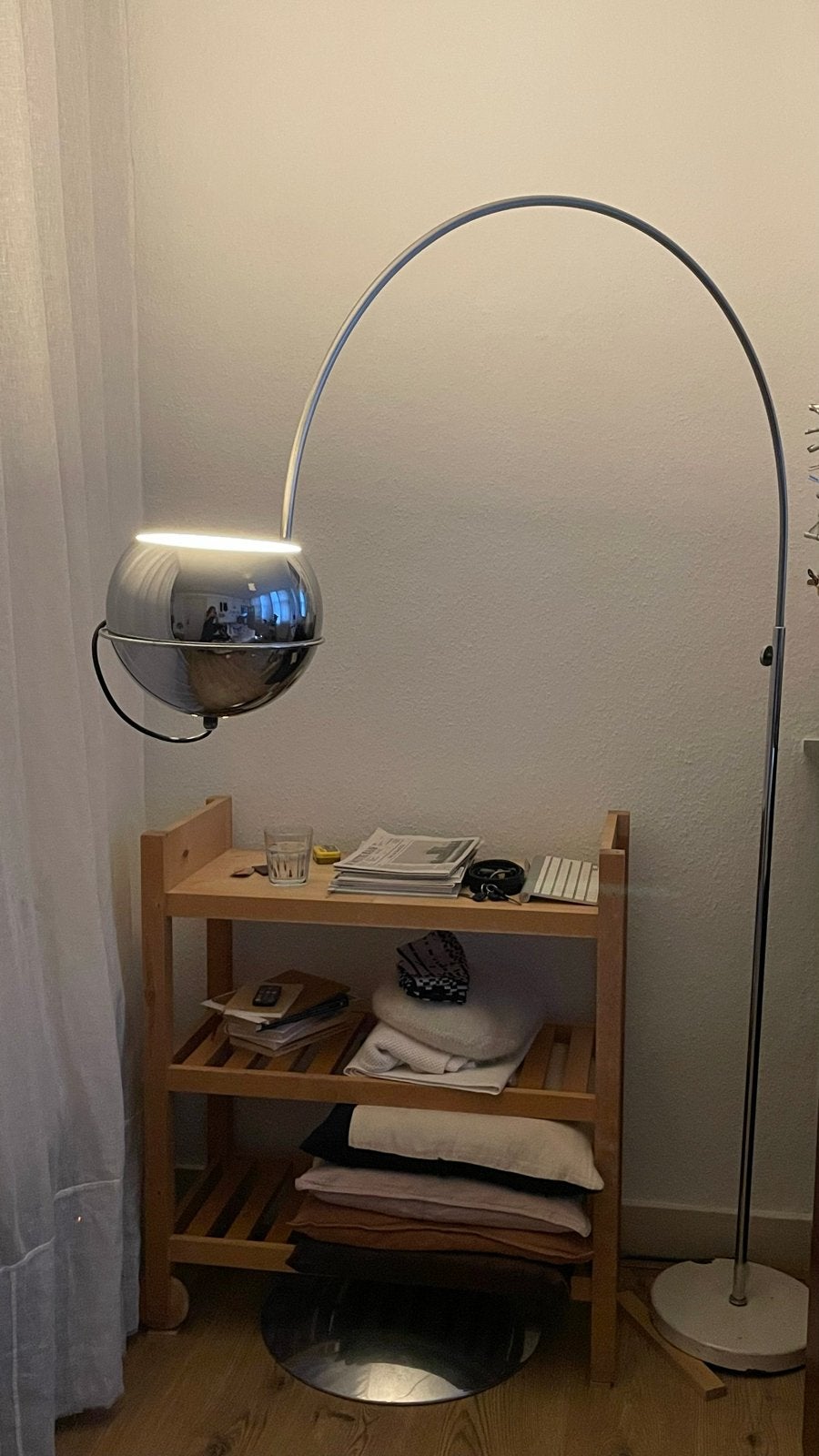 Originele Gepo Booglamp met Chrome Bolkap - Verstelbaar, Ophalen, Gebruikt, 200 cm of meer, E27 (groot)