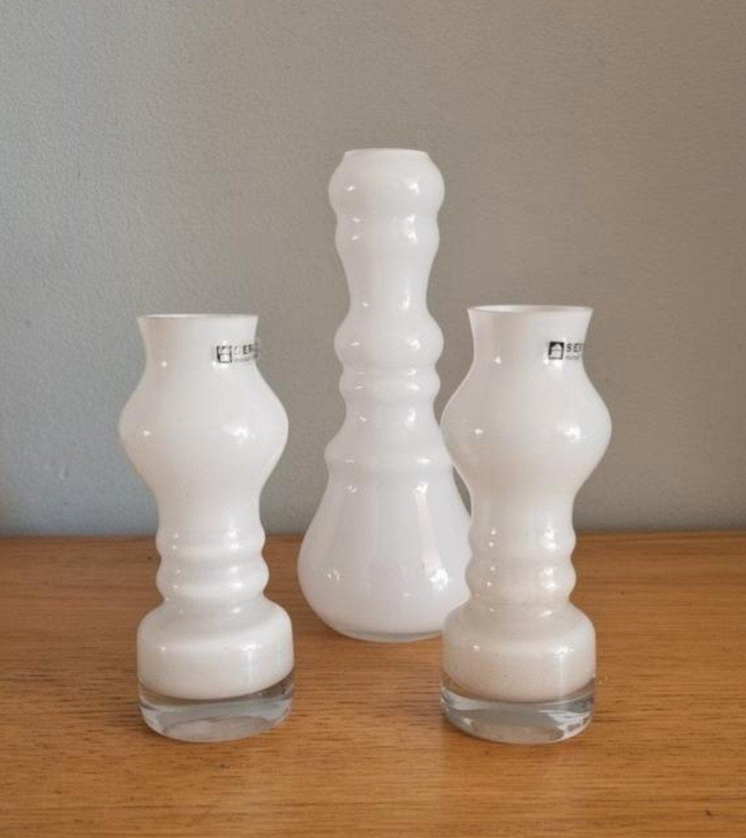 Set van 3 wit glazen Serax vaasjes / kandelaar design, Ophalen of Verzenden, Kandelaar, Wit, Overige merken