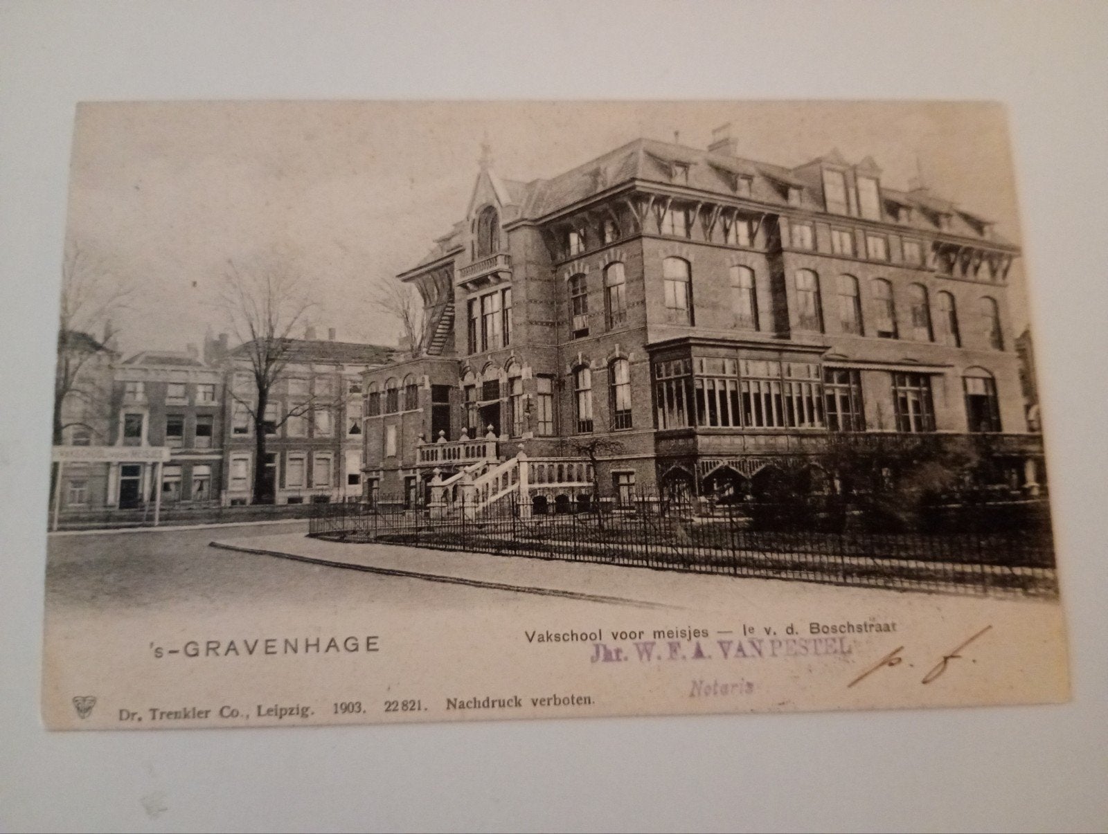 Den Haag Eerste v.d. Boschstraat School 1903, Ophalen of Verzenden, Voor 1920, Gelopen, Zuid-Holland
