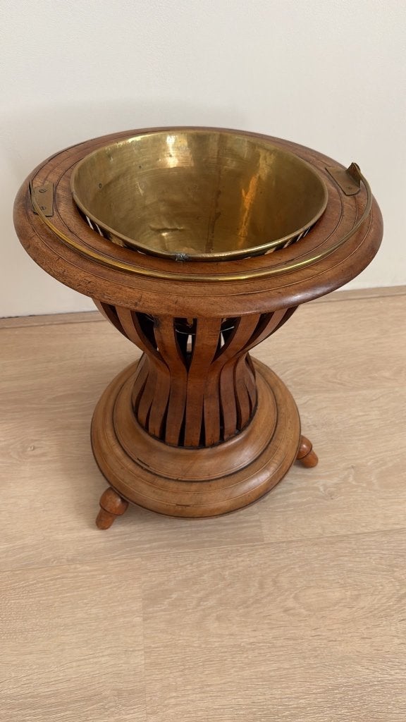 Antieke Houten Jardinière met Messing Binnenbak, Ophalen of Verzenden