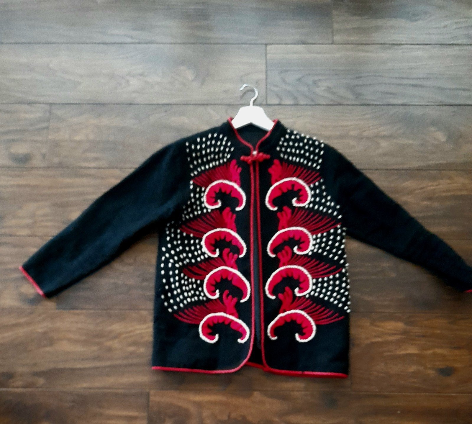 Authentiek Chinees handgem jasje Qipao stijl vol borduurwerk, Ophalen of Verzenden