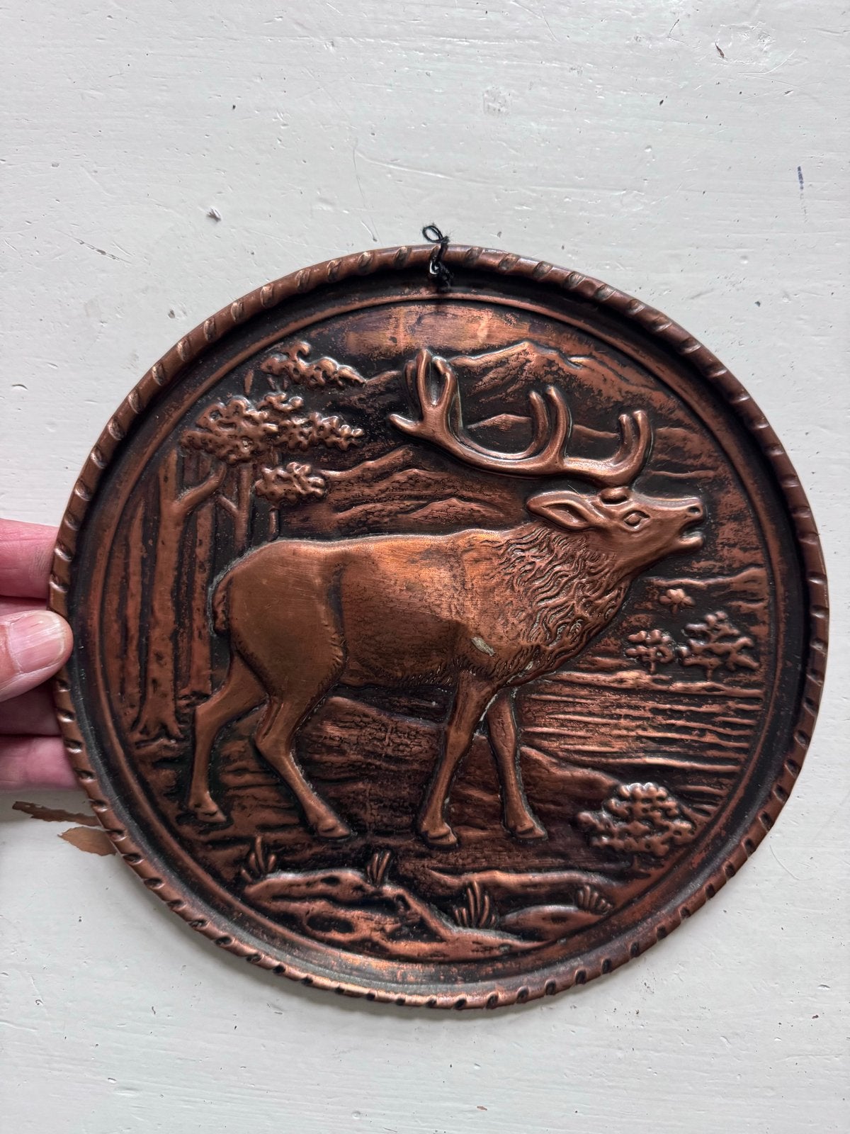 Vintage Koperen Wand decoratie Hert, Ophalen of Verzenden, Koper
