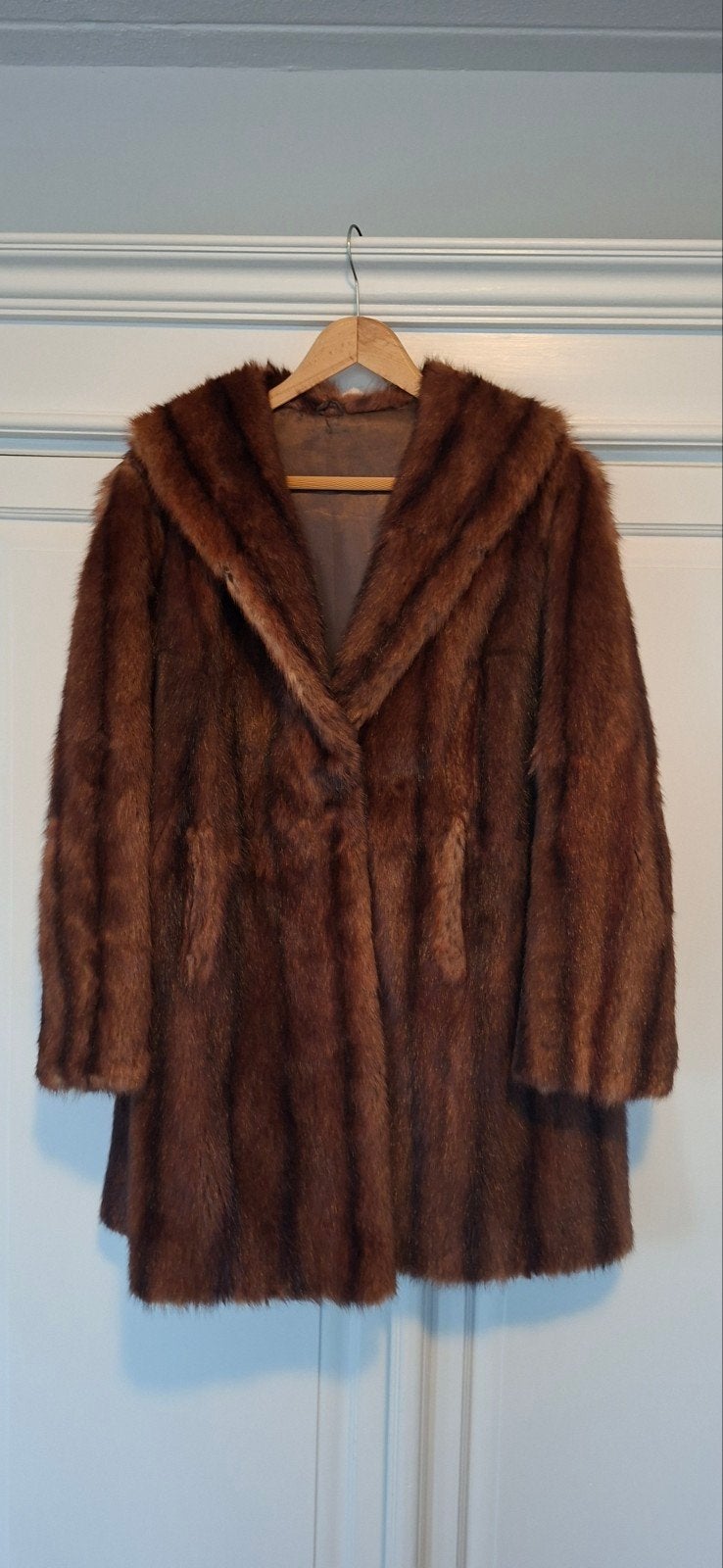Vintage bruine bontjas met  mooie kraag, Kleding | Dames, Bruin, Maat 42/44 (L), Ophalen of Verzenden, Onbekend