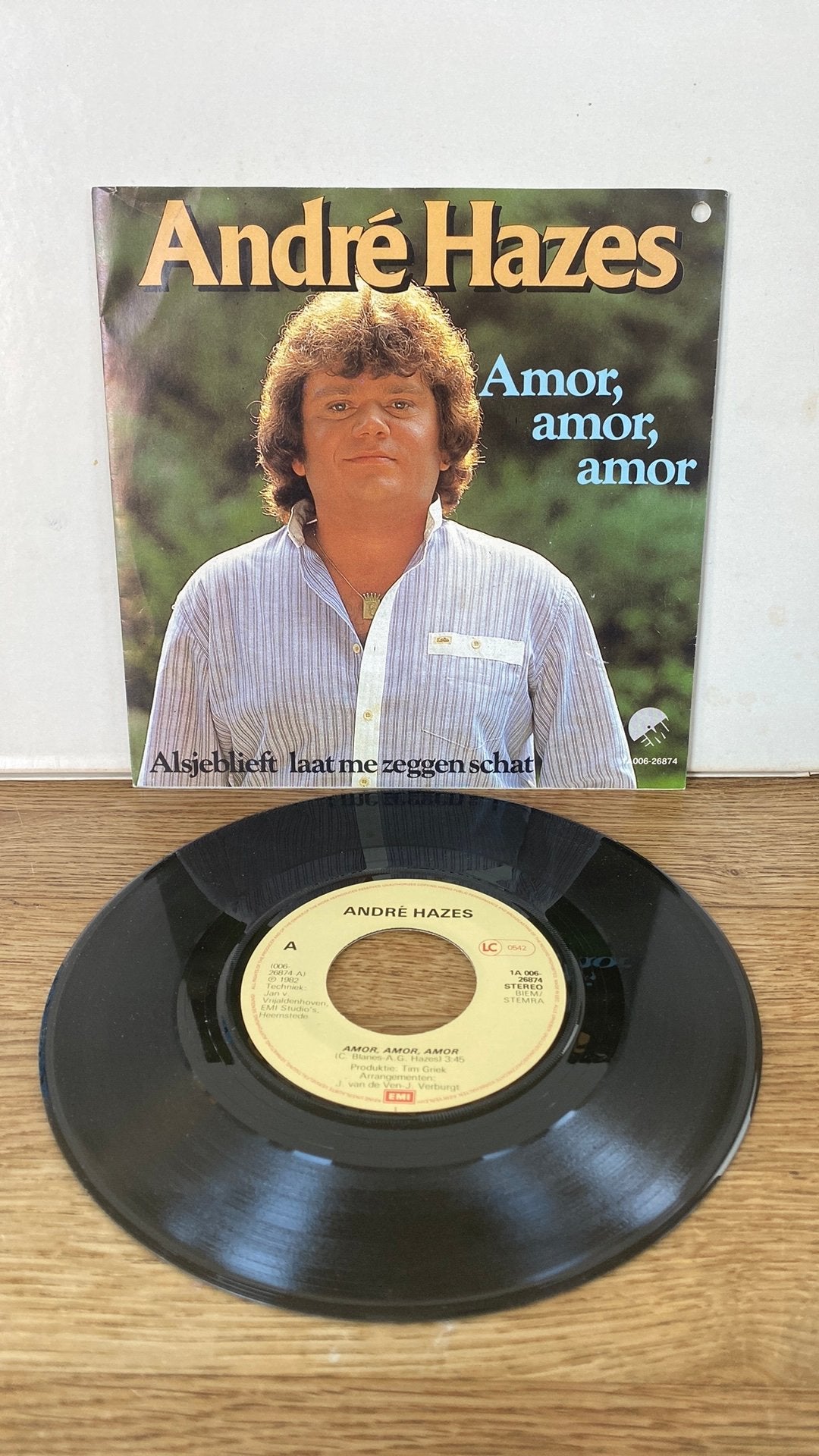 André Hazes vinyl single, Cd's en Dvd's, Ophalen, Gebruikt, 7 inch, Levenslied of Smartlap
