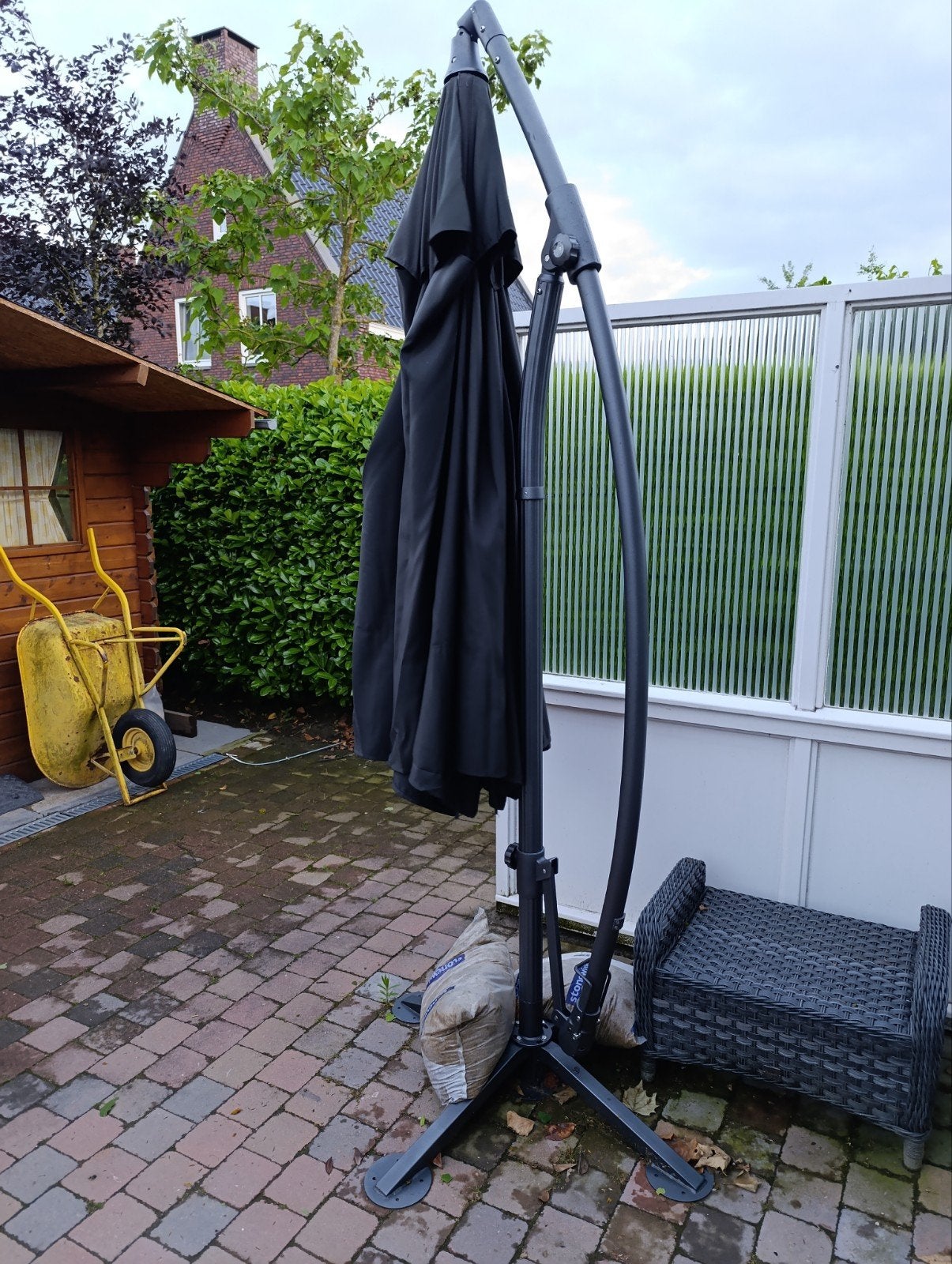 Zweefparasol kettler ,3.30 diameter, Ophalen, Minder dan 1 meter, Parasolvoet
