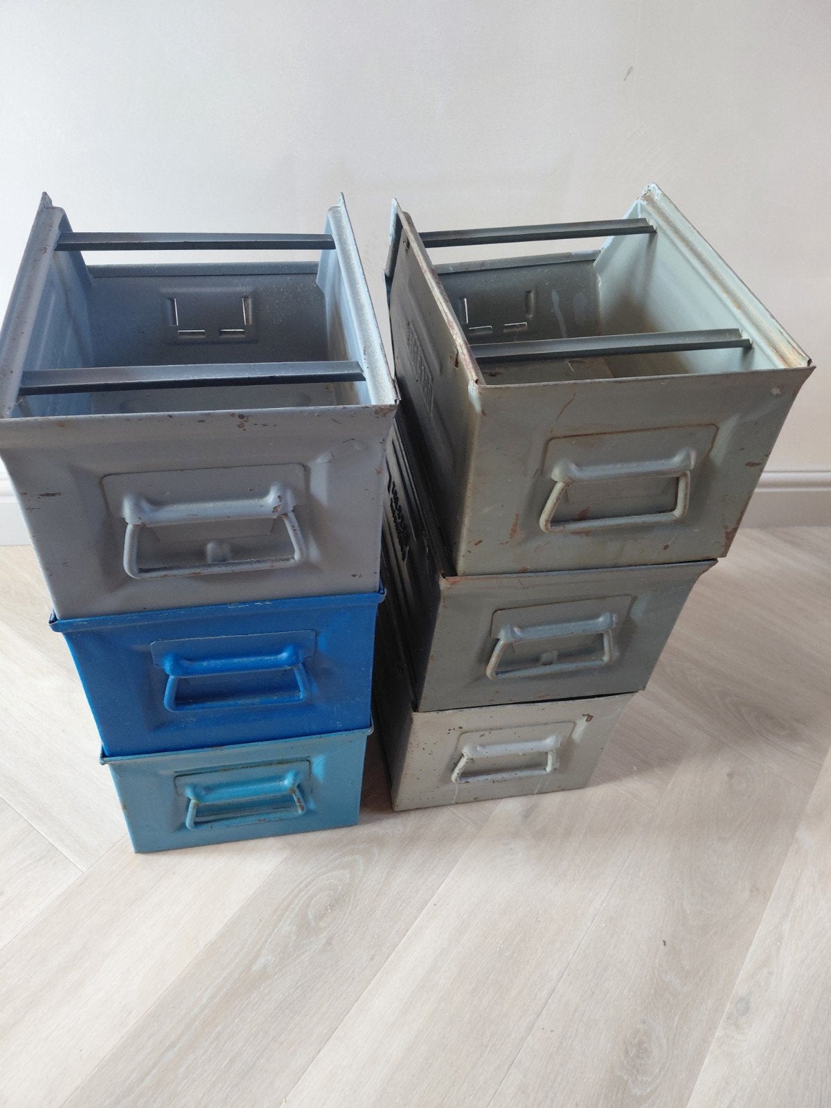 6 metalen stapelbakken, Ophalen, Gebruikt, Minder dan 50 cm