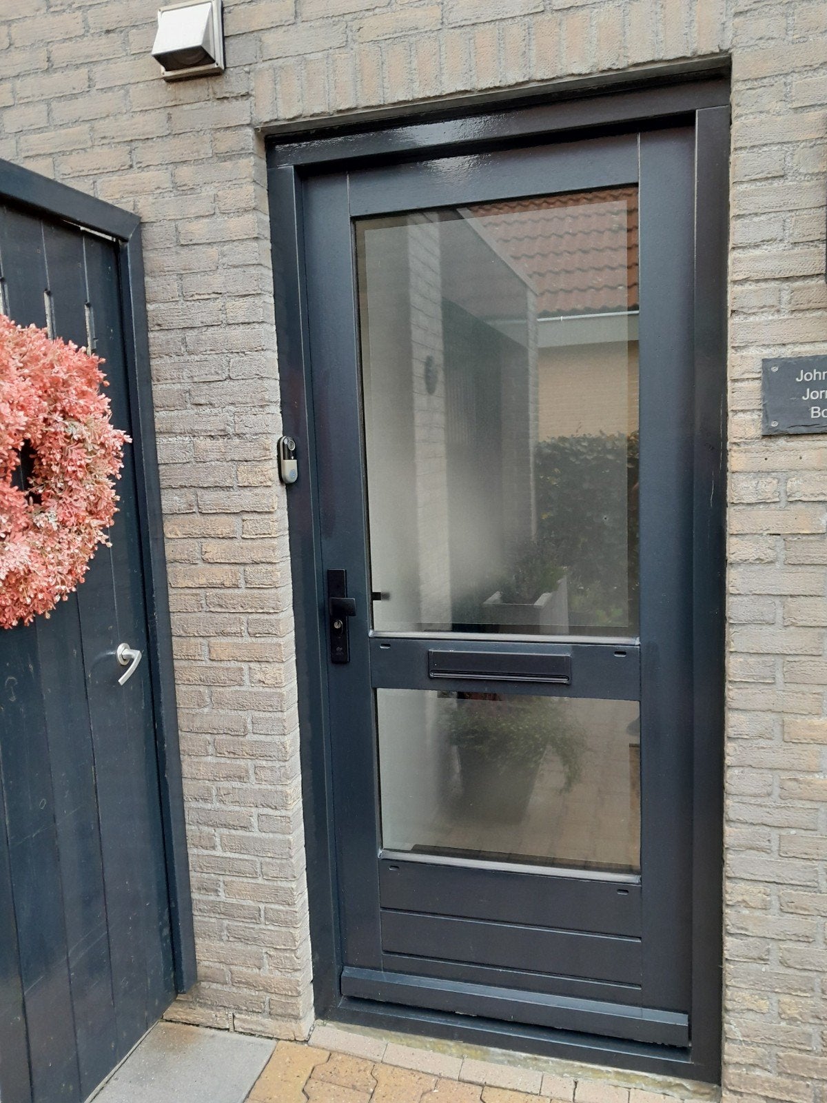 Nette massieve hardhouten voordeur, Gebruikt, Deurkozijn, 150 tot 225 cm, Inclusief glas