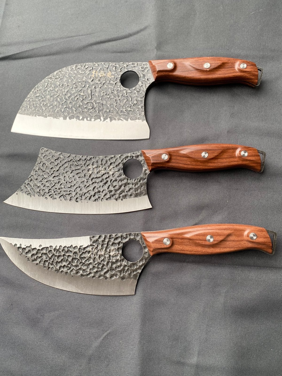 Nieuwe zware 30cm 3-delige Handgesmede Messenset, Ophalen of Verzenden, Nieuw