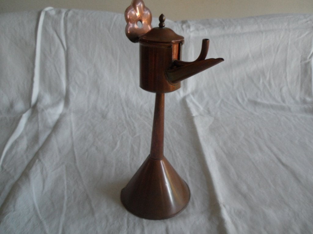 Snotneus olielamp rood koper, Ophalen of Verzenden, Koper