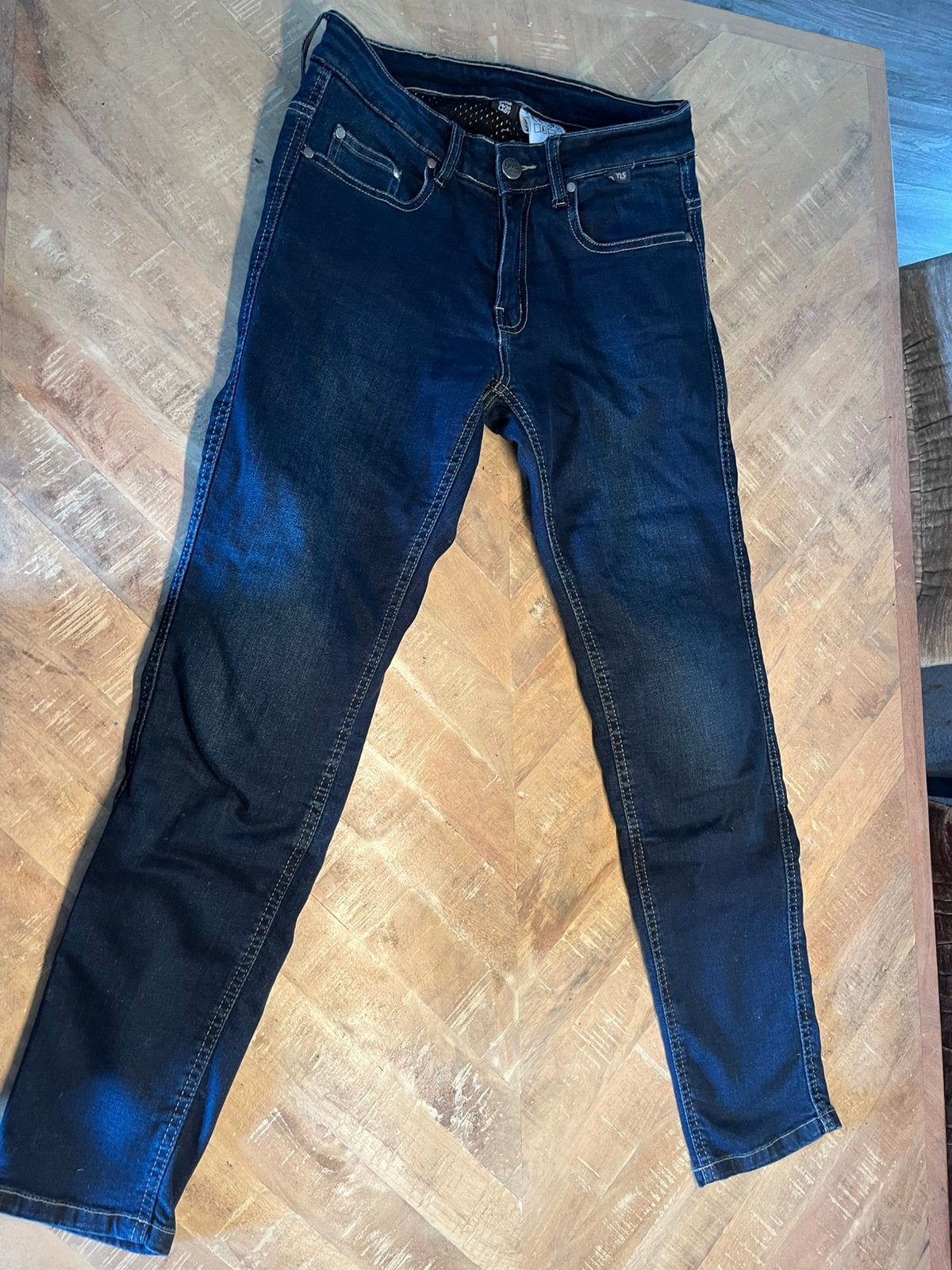 GMS motorjeans mt 28/30 incl heup+knie protectie, Motoren, Ophalen of Verzenden, Tweedehands, Dames, Broek | textiel
