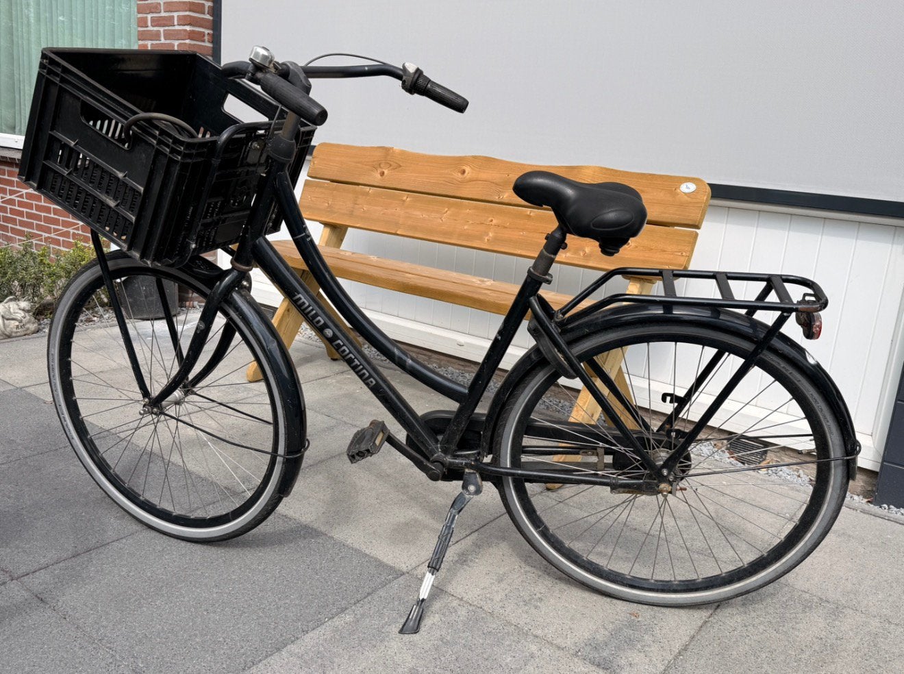 Cortina damesfiets met krat, Ophalen, Terugtraprem, Gebruikt, Versnellingen