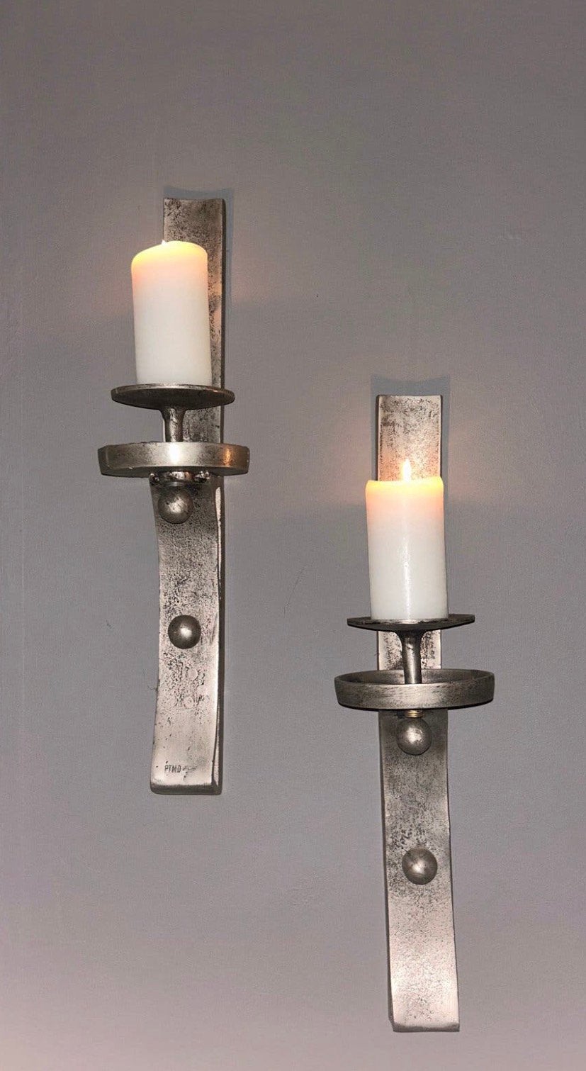 PTMD wandkandelaars-set van 2, Huis en Inrichting, Ophalen, Gebruikt, Zilver