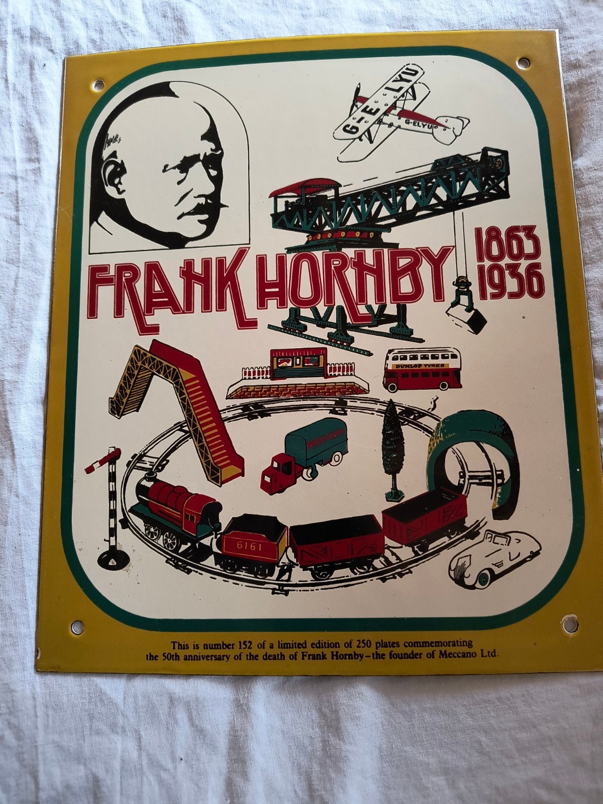 Frank Hornby emaille reclamebord, Ophalen of Verzenden, Gebruikt