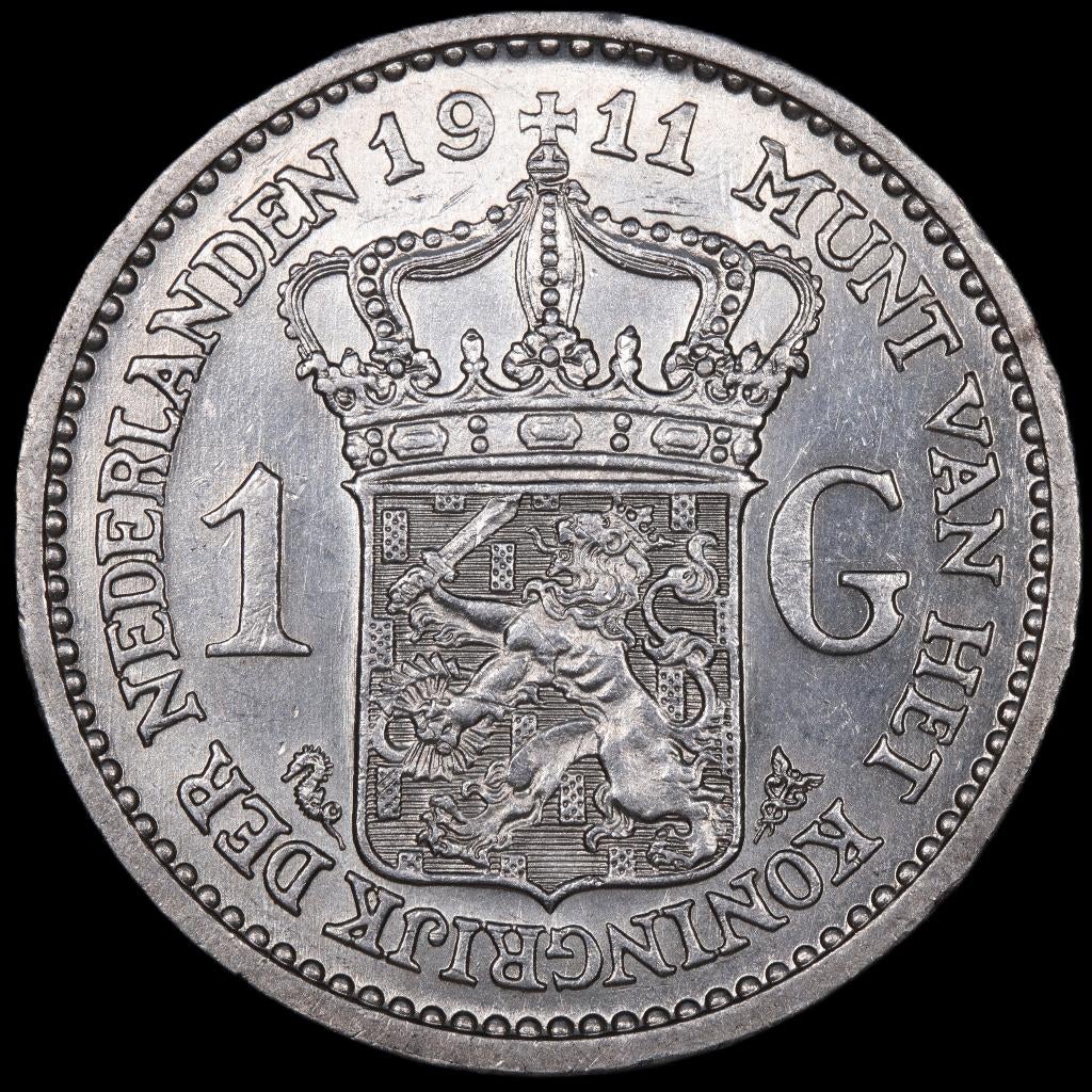 Gulden 1911. Pr+., 1 gulden, Zilver, Ophalen of Verzenden, Koningin Wilhelmina