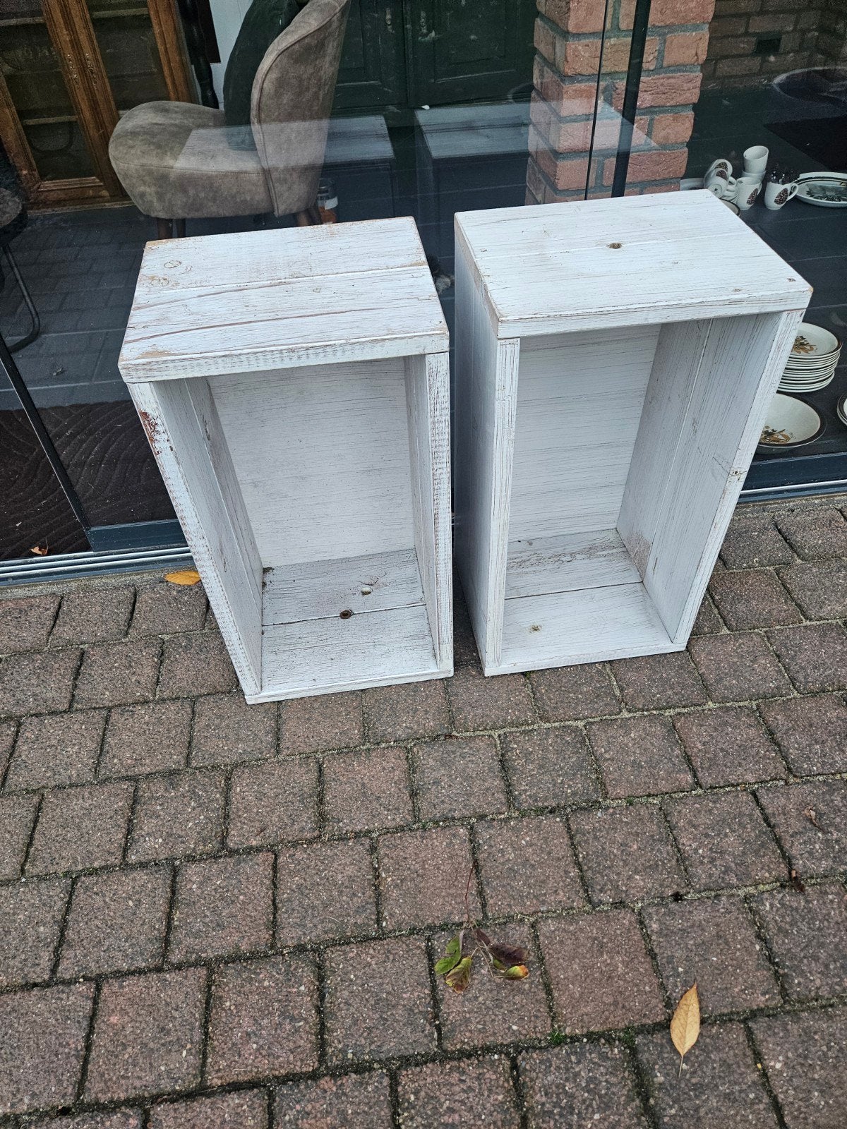 2 Mooie Houten Display Boxen - Wit Geverfd, Ophalen, Hout, Gebruikt, Landelijk