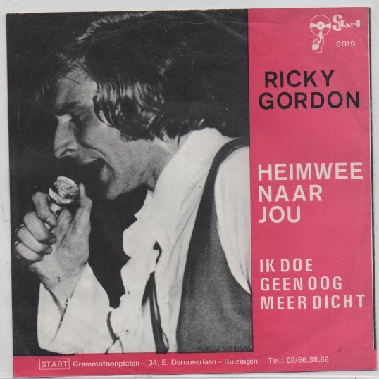 Ricky Gordon- Heimwee naar Jou, Cd's en Dvd's, Verzenden, 7 inch, Zo goed als nieuw, Levenslied of Smartlap