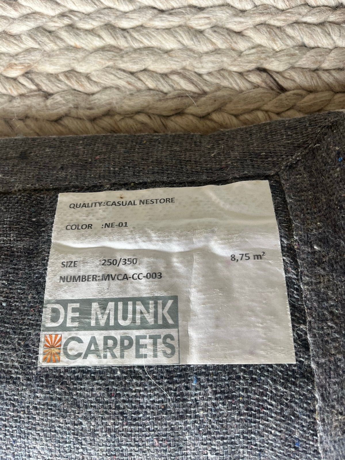 Handgeweven wollen vloerkleed 250x350 - De Munk Carpets, Ophalen, Beige, Zo goed als nieuw, 200 cm of meer
