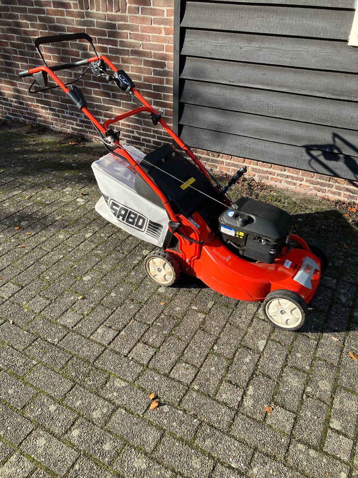 Sabo 54-VARIO E Benzine Grasmaaier met Opvangzak, Ophalen, Cirkelmaaier, Gebruikt, 50 cm of meer