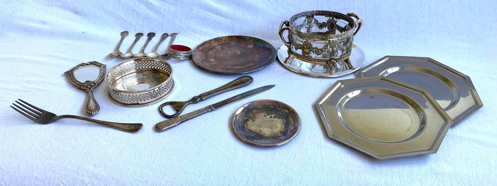 Diverse verzilverde items, Antiek en Kunst, Ophalen of Verzenden