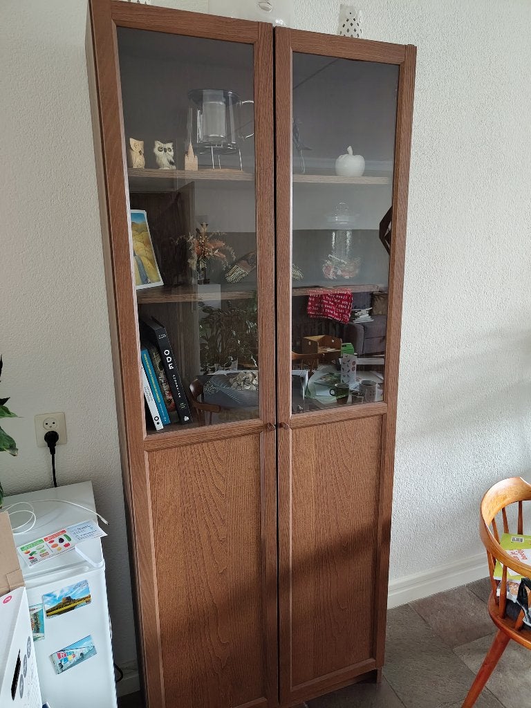 IKEA BILLY / OXBERG Boekenkast met glazen deuren, Met deur(en), 200 cm of meer, Overige houtsoorten, Zo goed als nieuw