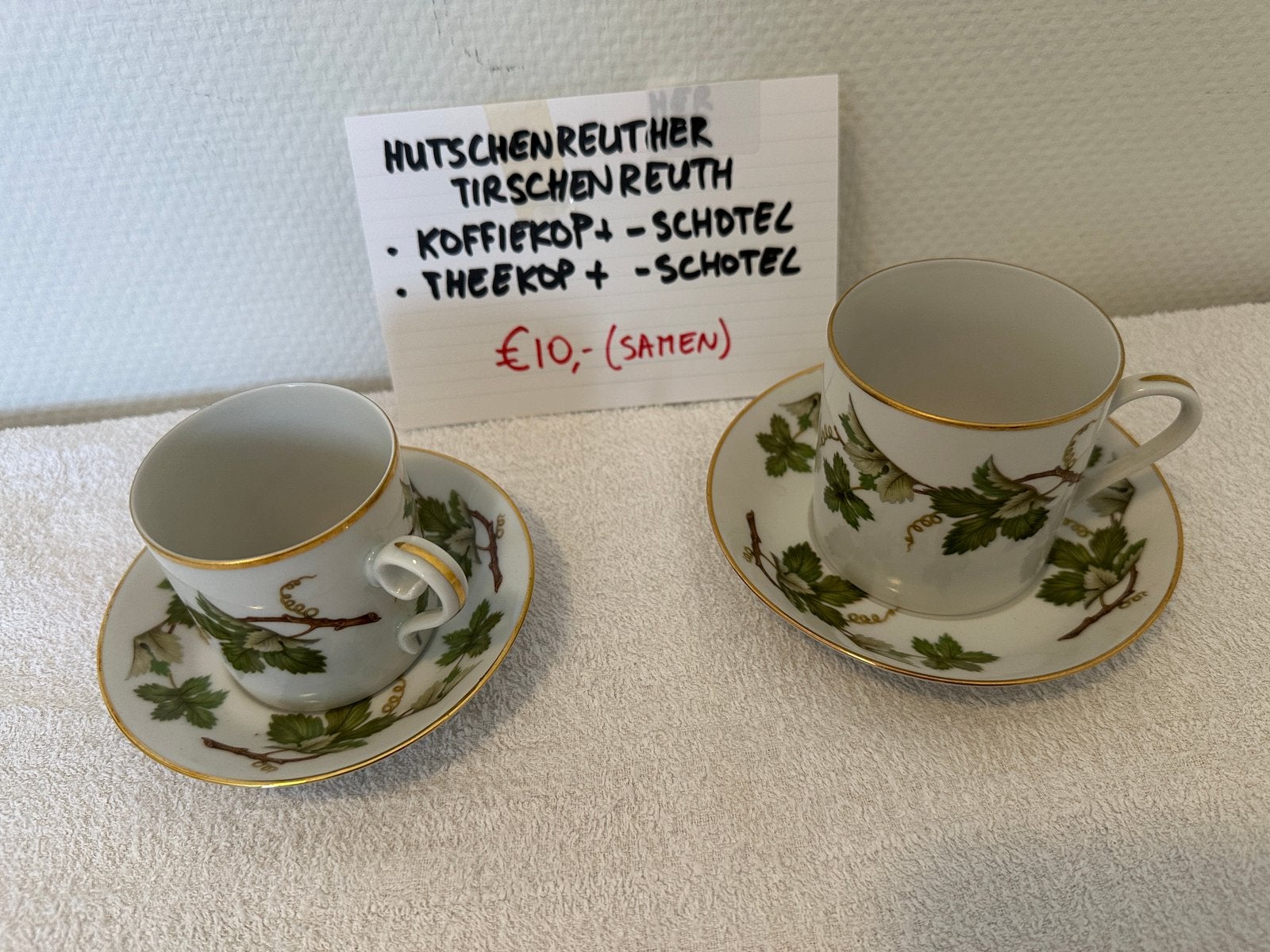 Hutschenreuther Tirschenreuth theekop & koffiekop & schotels, Ophalen of Verzenden, Zo goed als nieuw, Overige stijlen, Kop(pen) en/of Schotel(s)