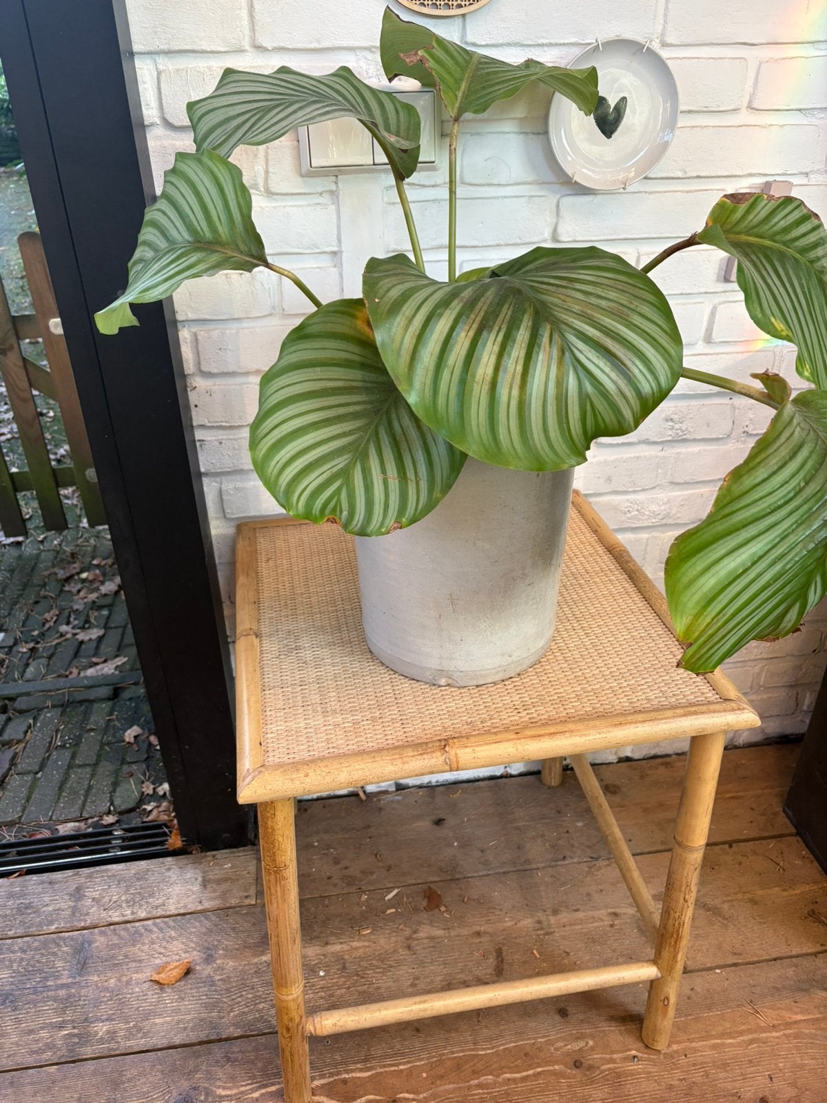 Bamboe bijzettafel, Minder dan 55 cm, Rond, Zo goed als nieuw, Ophalen