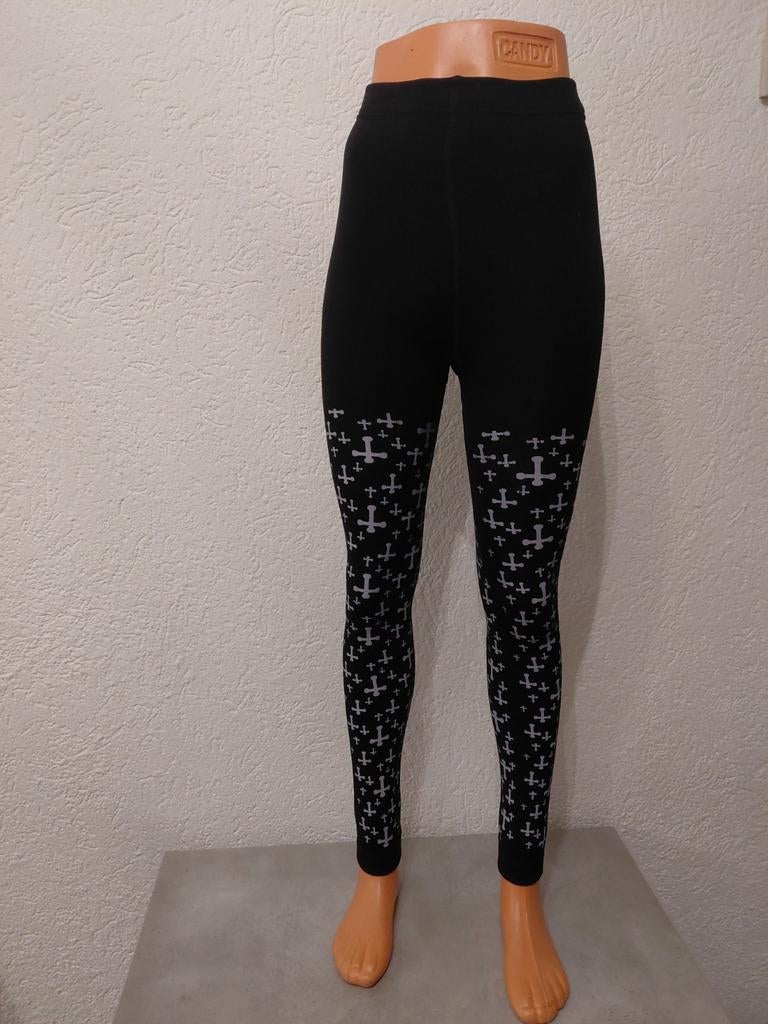 Zwarte legging met witte kruisjes. OPRUIMING!, Ophalen, Nieuw, Zwart, Legging