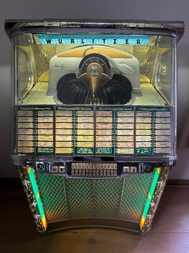 Wurlitzer 2104 Jukebox (1957, volledig gerestaureerd), Gebruikt, 1950 tot 1960, Wurlitzer, Ophalen