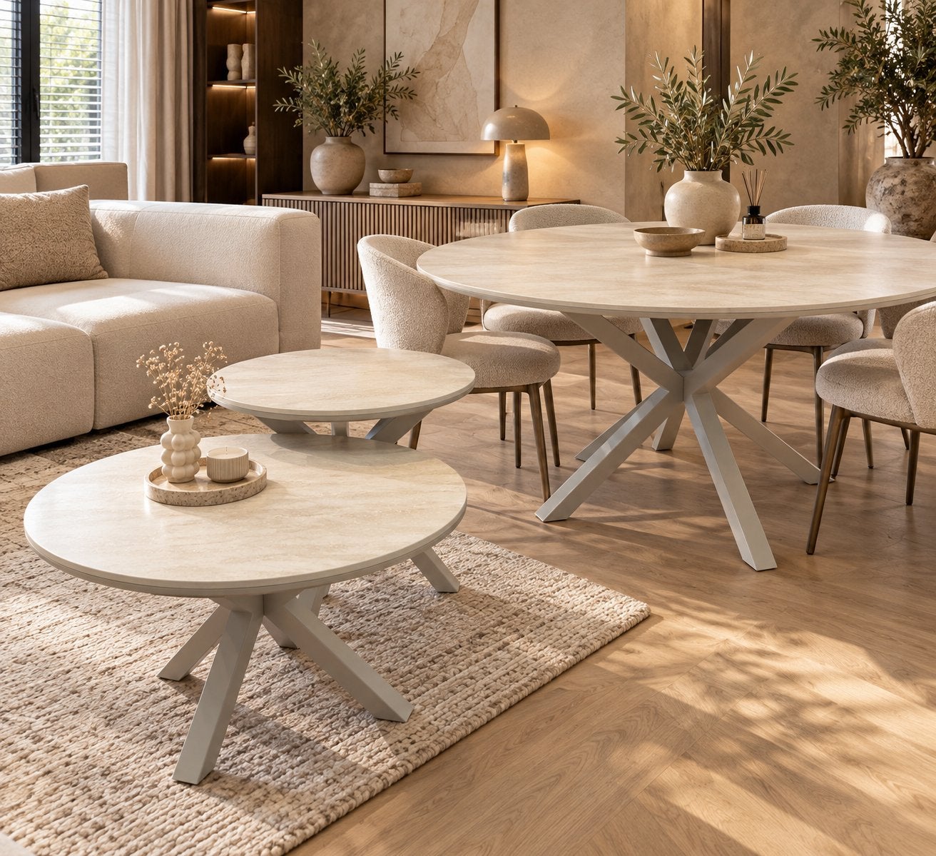 Japandi Eettafel en Salontafel Sets, 100 tot 150 cm, Japandi lux, Nieuw, Ophalen of Verzenden