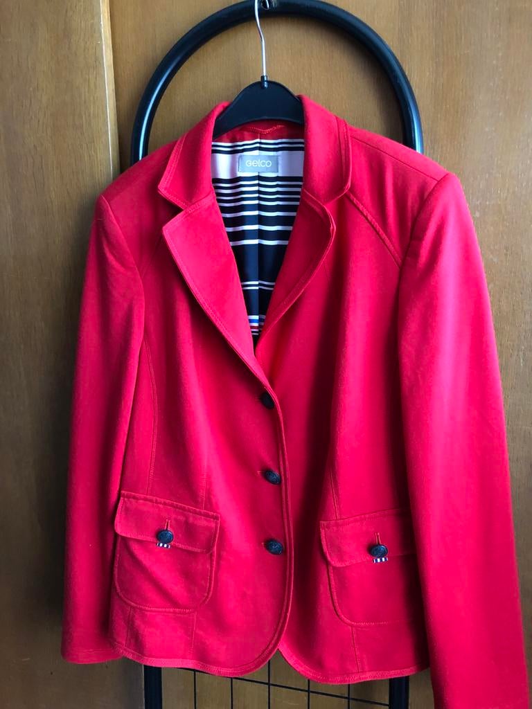Rood colbert van Gelco, maat 44, Ophalen of Verzenden, Zo goed als nieuw, Maat 42/44 (L), Rood