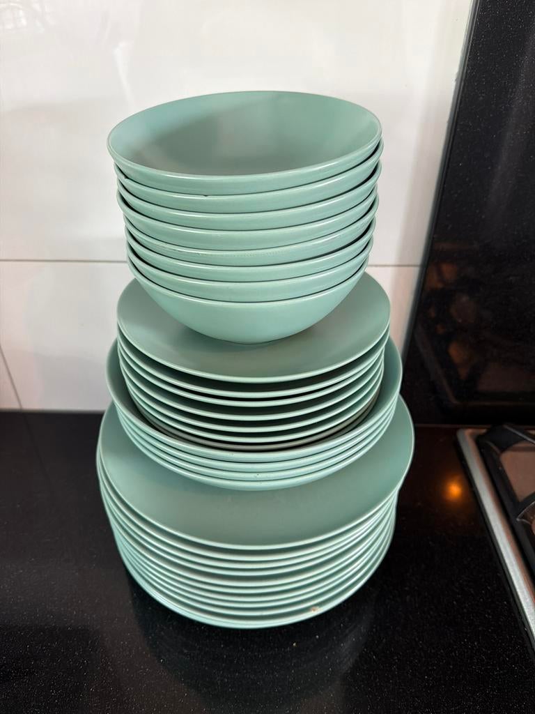 Ikea Servies set - Borden en kommen - Groen, Ophalen