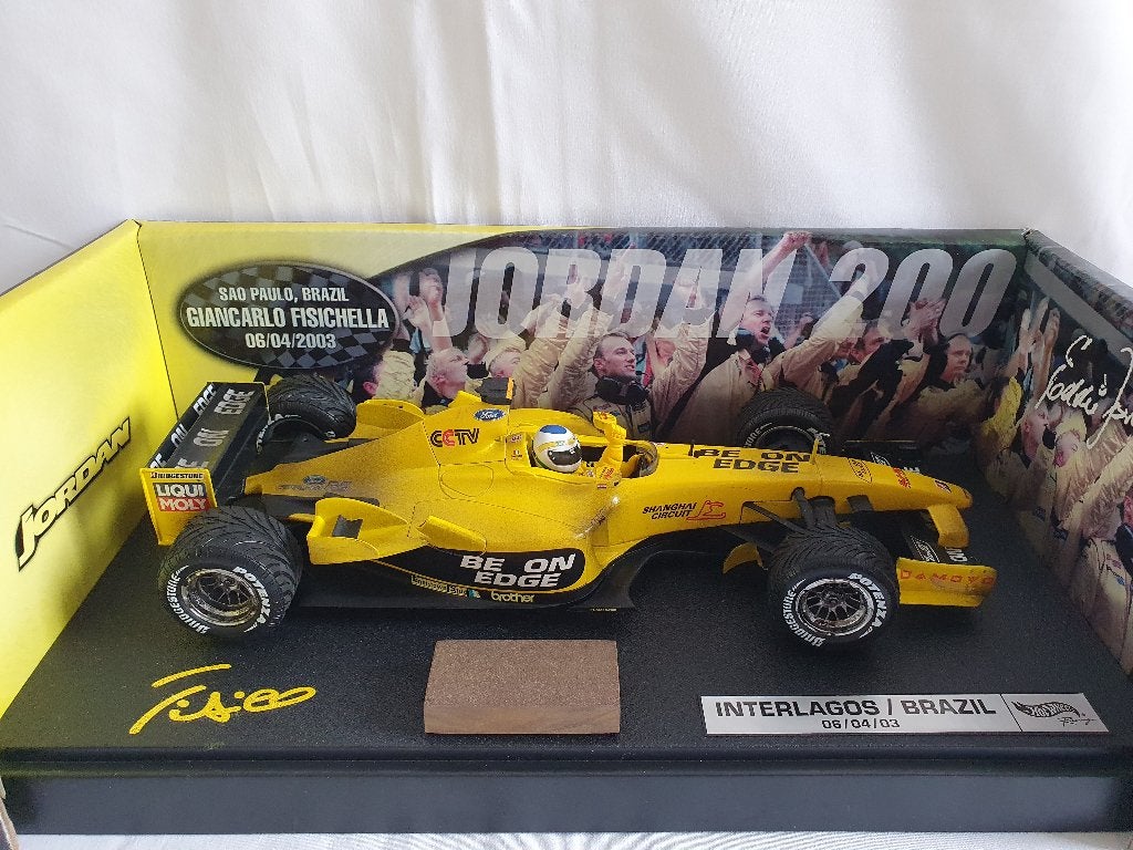 Giancarlo Fisichella Jordan Ford EJ13 2003 Brazilië 1:18, Ophalen of Verzenden, Zo goed als nieuw, Auto, Hot Wheels