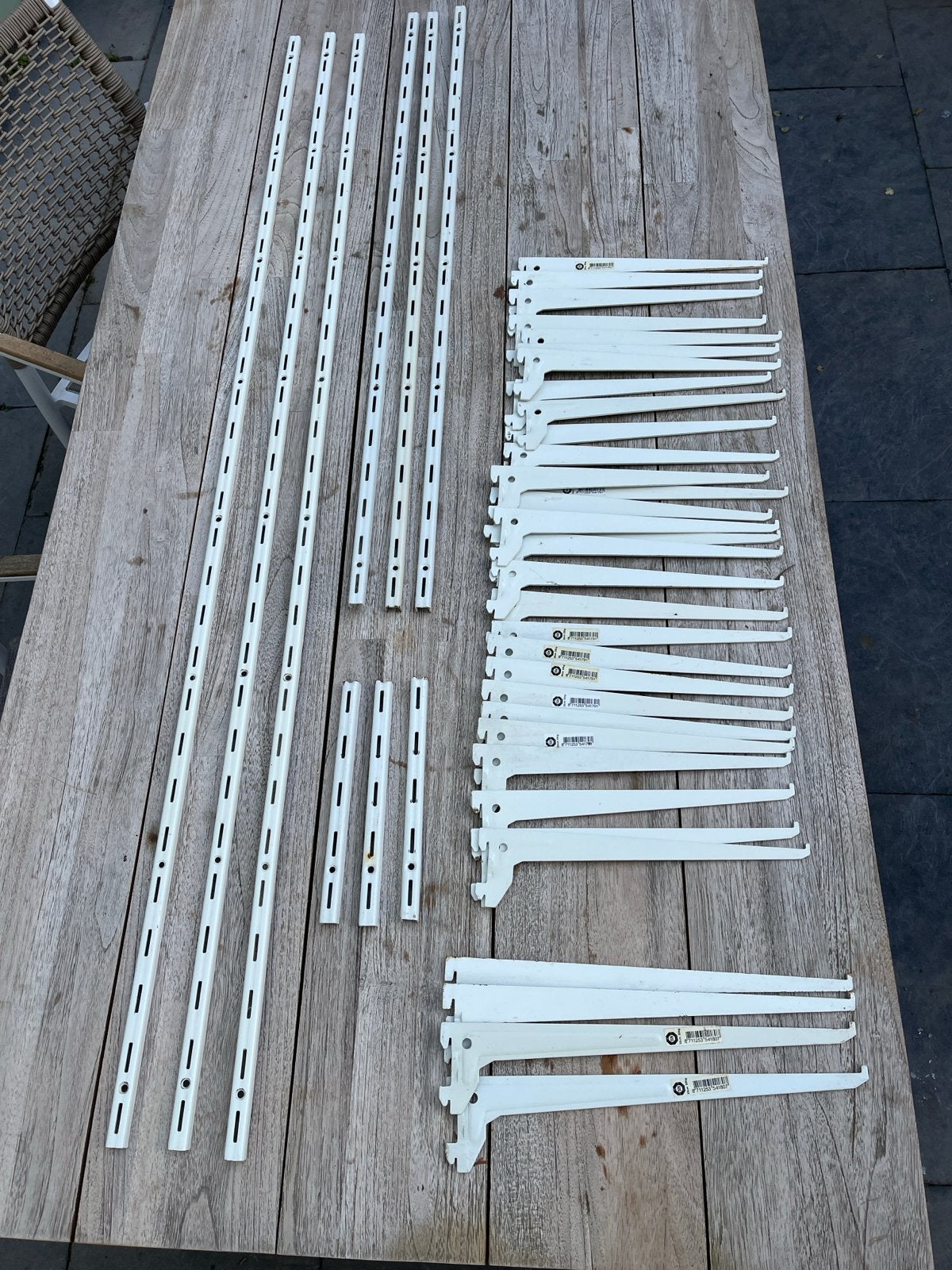 Duraline wandrails en plankdragers met planken, Ophalen, Gebruikt