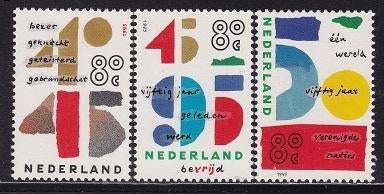 4346 - Nederland nvph 1643/1645 postfris , 2e wereldoorlog, Verzenden, Na 1940, Gestempeld