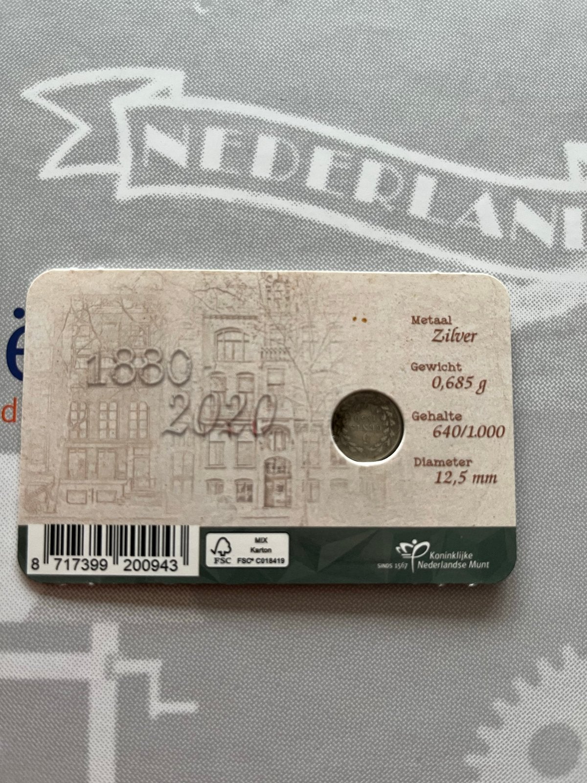 Zilveren 5 cent munt 1850 - 140 jaar Schulman numismatiek, Koning Willem III, Zilver, Ophalen of Verzenden, Losse munt