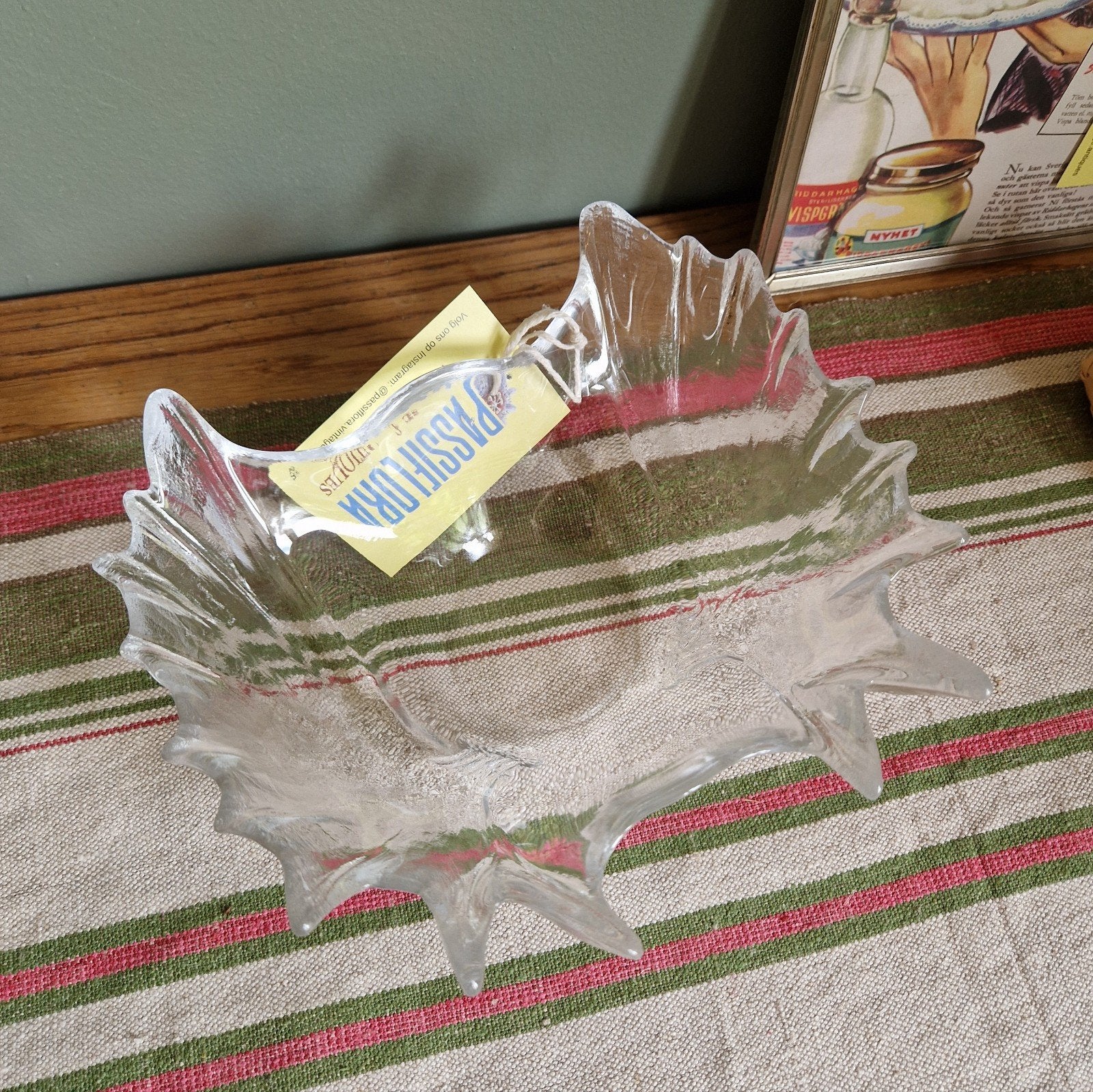 Schaal Kaars Houder Eland Gewei Glas uit Zweden, Ophalen of Verzenden, Zo goed als nieuw, Overige vormen, Glas