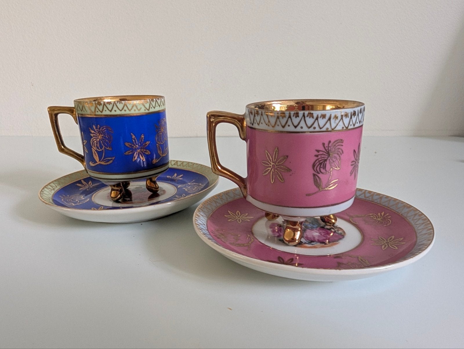 Vintage porseleinen kopjes met schotels, Ophalen of Verzenden, Zo goed als nieuw, Porselein, Kop en/of schotel