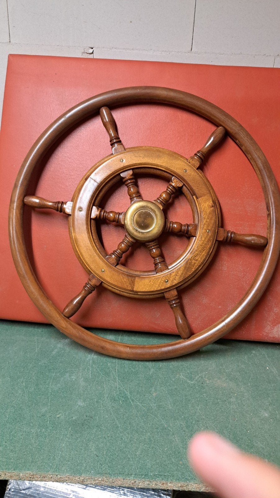 stuurwiel van mahonie, recent gelakt, Ophalen of Verzenden, Zo goed als nieuw, Motor en Techniek, Zeilboot of Motorboot