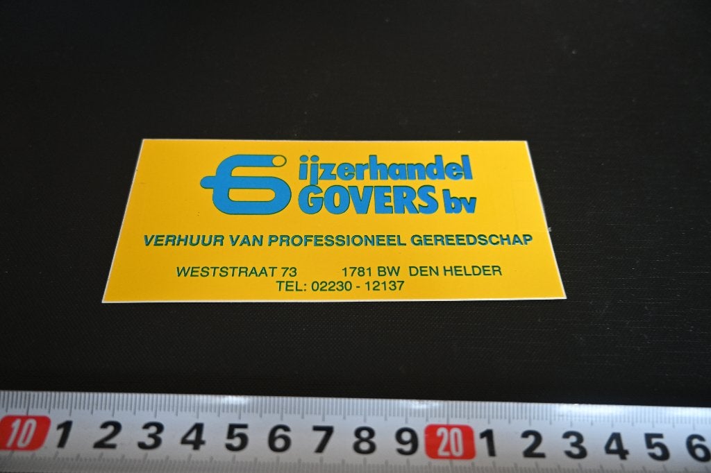 sticker Den Helder IJzerhandel GOVERS bv Weststraat 73, Ophalen of Verzenden, Zo goed als nieuw
