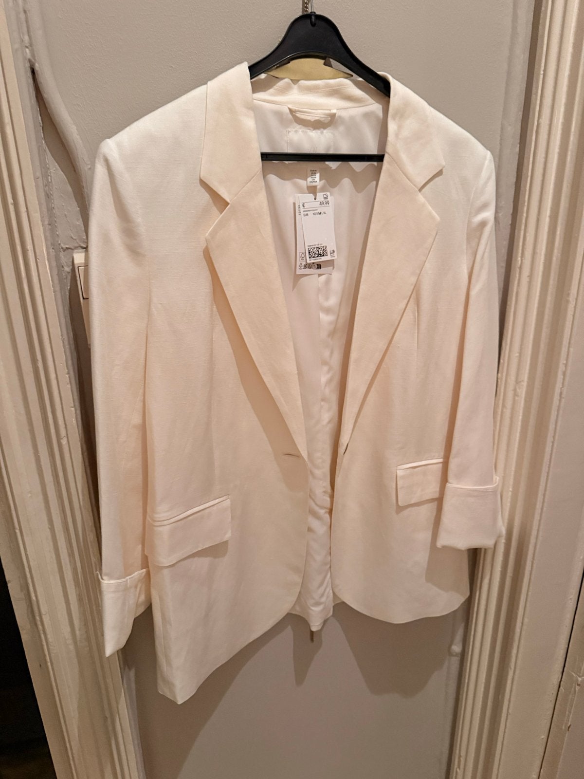 H&M Linnen Blend Blazer - Nieuw met kaartjes, Maat 38/40 (M), Beige, Nieuw, Ophalen of Verzenden