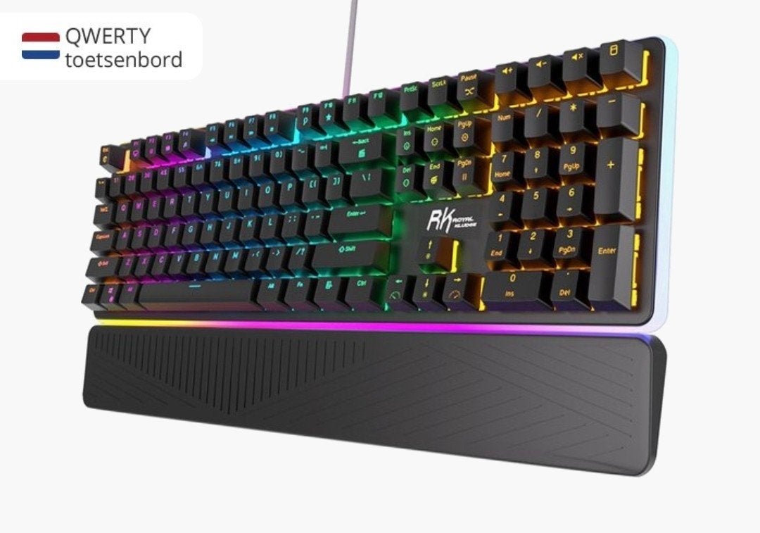 RK Royal Kludge RK918 RGB Mechanisch Gaming Toetsenbord, Polssteun, Ophalen of Verzenden, Zo goed als nieuw, Qwerty