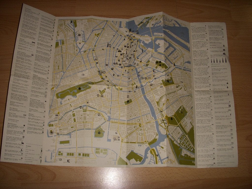 MOOIE plattegrond van Amsterdam uit 1969, Gelezen, Ophalen of Verzenden, Landkaart, 1800 tot 2000
