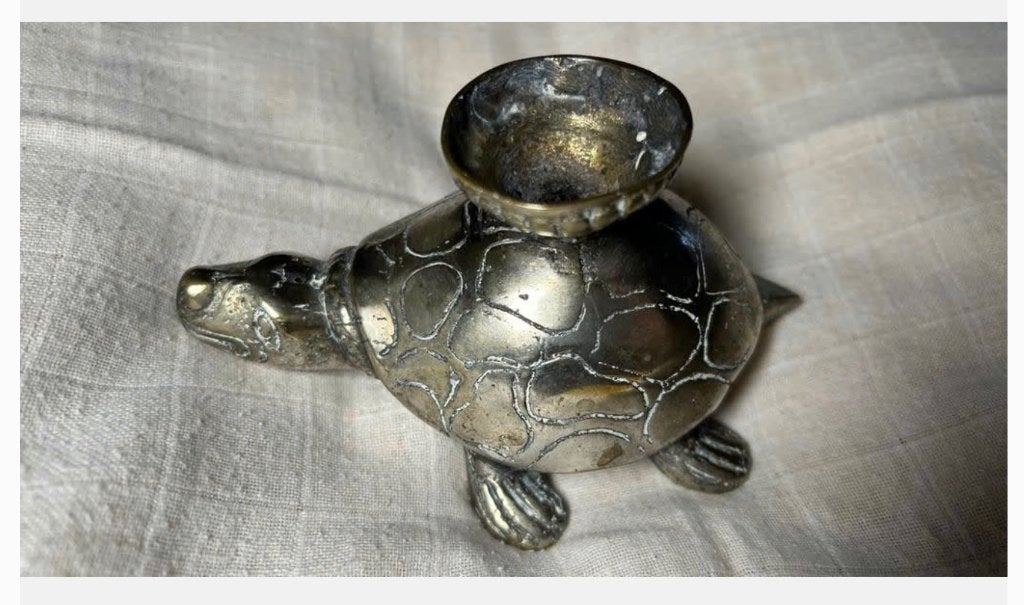 Zwaar metalen zilverkleurige schildpad, bv. edelsteen bol, Ophalen of Verzenden