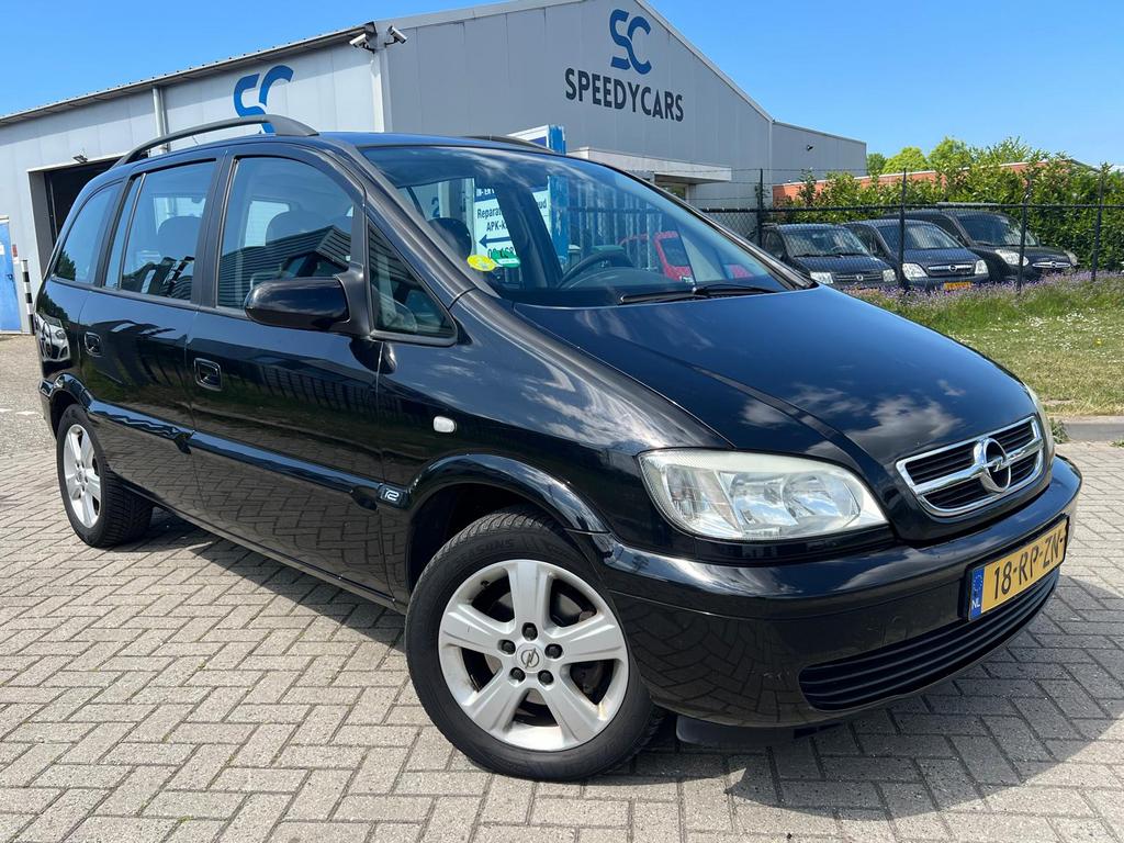 Opel Zafira 1.8 16V 2005 7Persoons Airco Trekhaak, Auto's, Opel, Zwart, 4 cilinders, Zwart, Origineel Nederlands